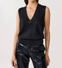 Lanhtropy - Preppy Lurex Knitted Vest
