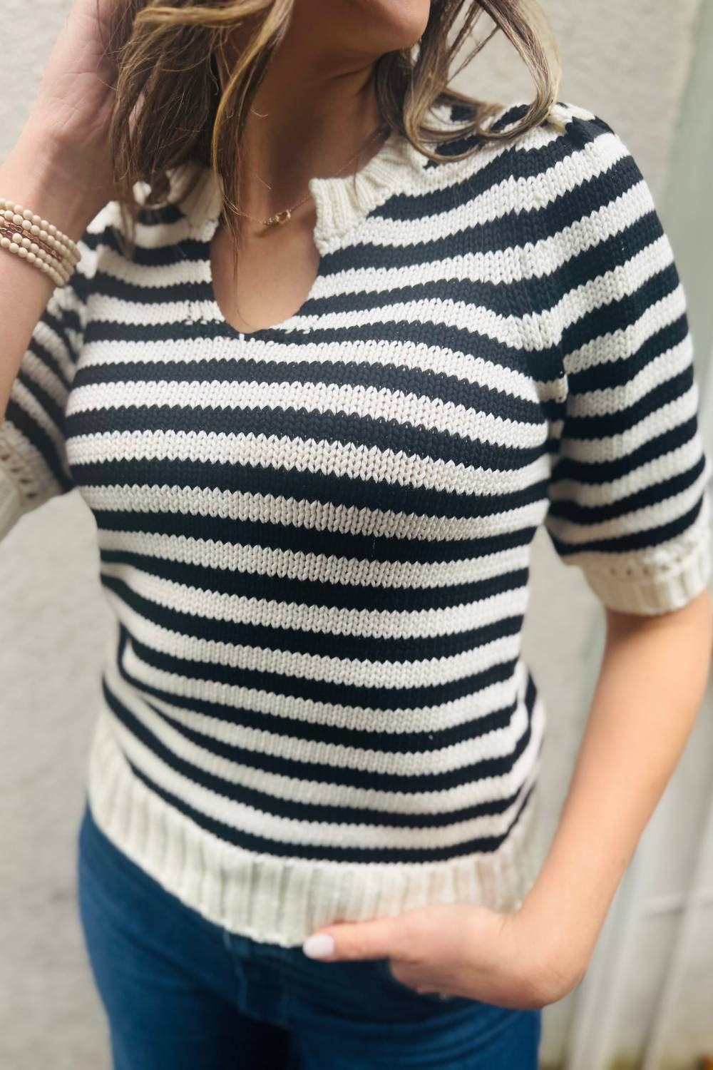 Michael Stars - Rosanna Striped Puff Sleeve Sweater