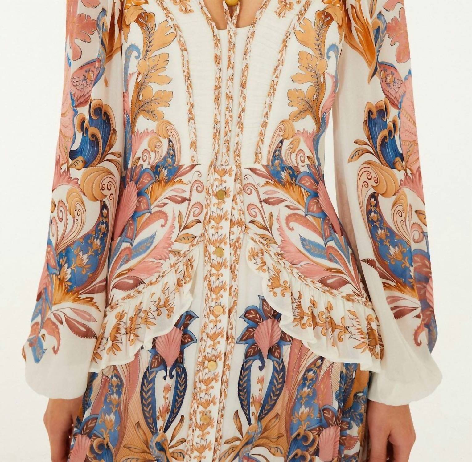 Farm Rio - Sea Garden Ruffled Midi Dress