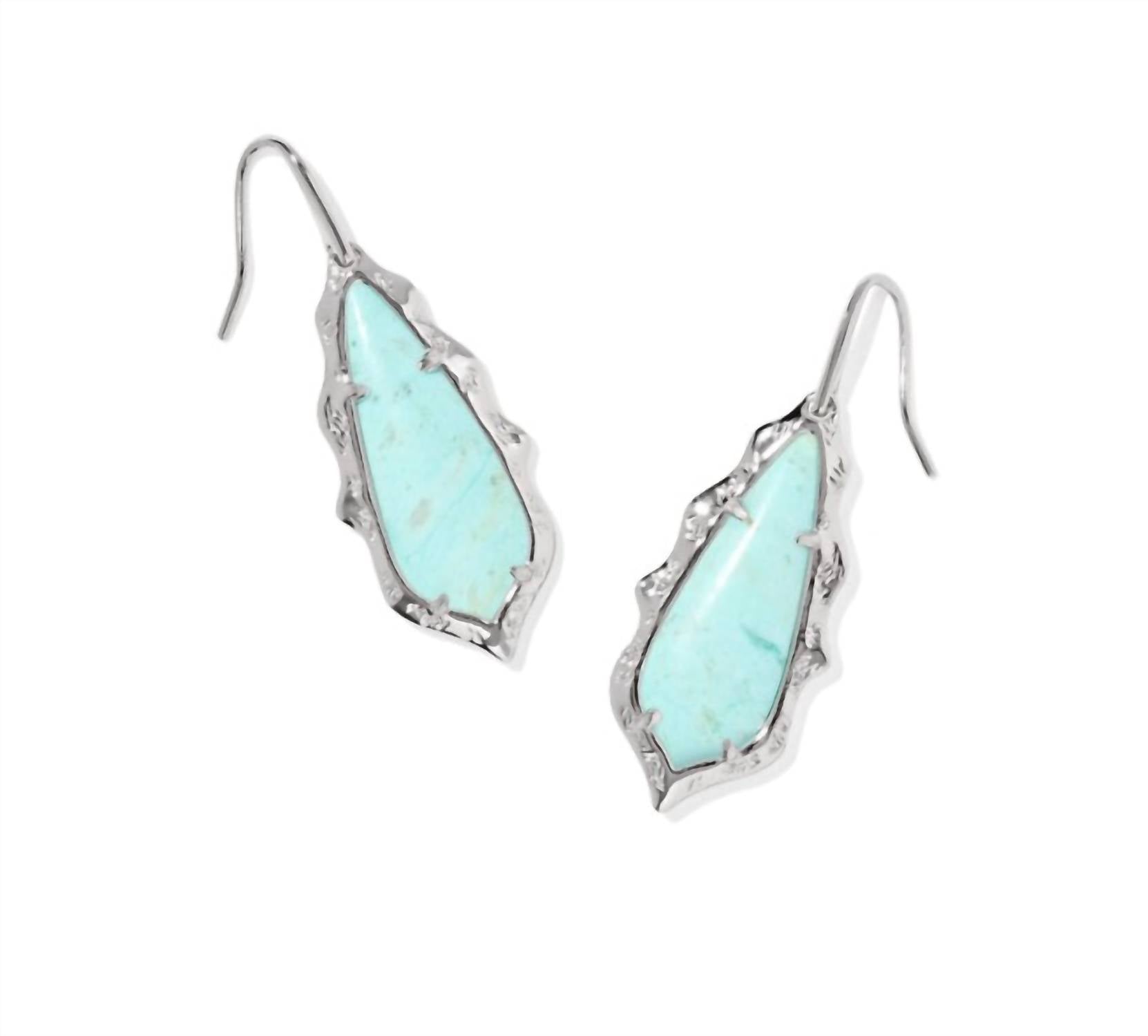 Kendra Scott Women's Adriana Scallop Frame Drop Earrings in silver sea green chrysocolla - women's jewelry