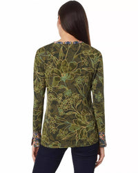 Johnny Was - The Janie Favorite Split Neck Top - Hirz Camo