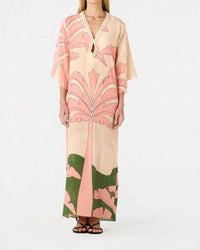 Juan De Dios - Andina Cowrie Shell Neckline Tunic Kaftan Dress