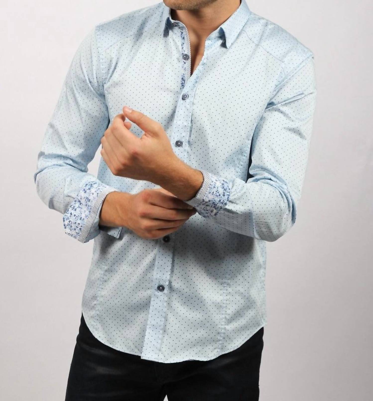 Eight X - Polka-dots Button Down Shirt With Trim