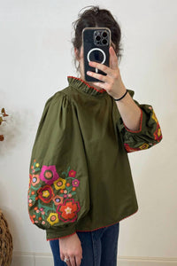 Jodifl - Embroidered Sleeves Top
