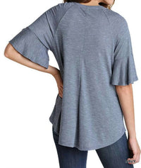 Umgee - Lace Up Bell Sleeve Top