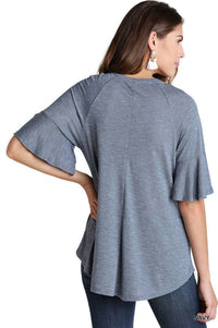 Umgee - Lace Up Bell Sleeve Top