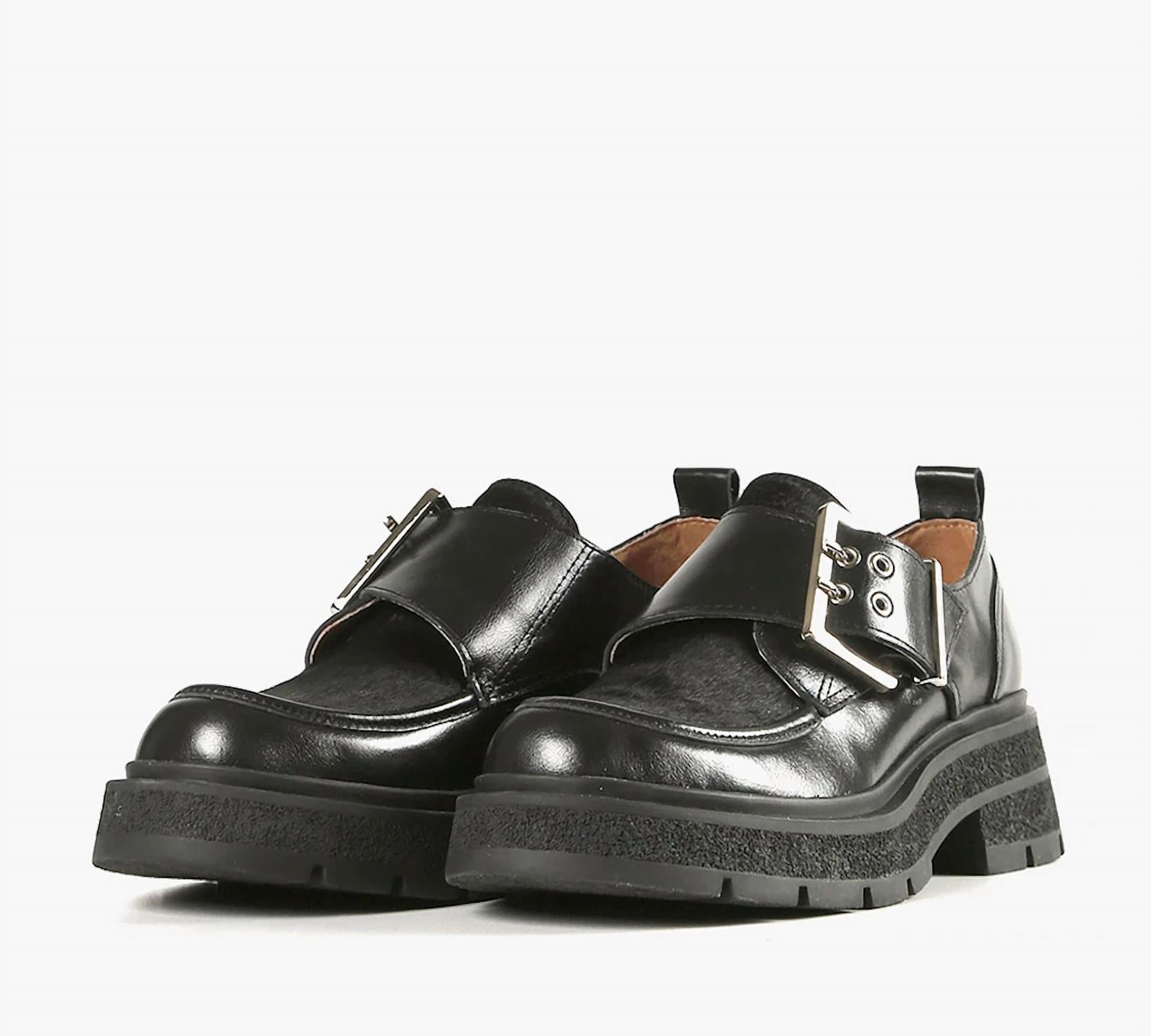 All Black - Women's Double Buckle Nulugg Loafers
