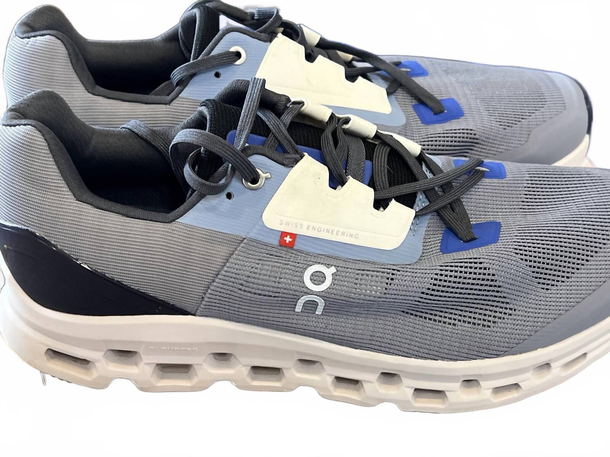 On Cloud Men's Cloudstratus Textile Synthetic Trainers in midngith blue and white - men's shoe - detail view