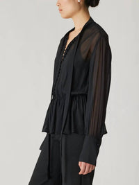 Rebecca Taylor - Covered Button Tie Blouse
