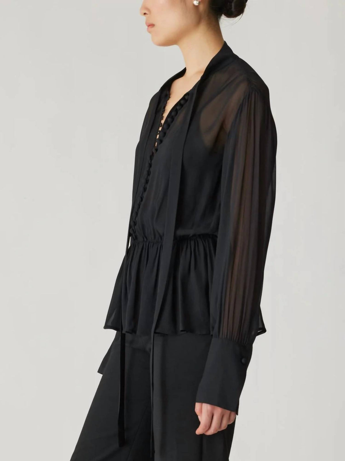 Rebecca Taylor - Covered Button Tie Blouse