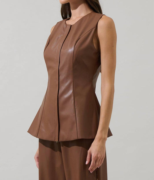 Sugarlips - Anisa Leather Maize Sleeveless Top