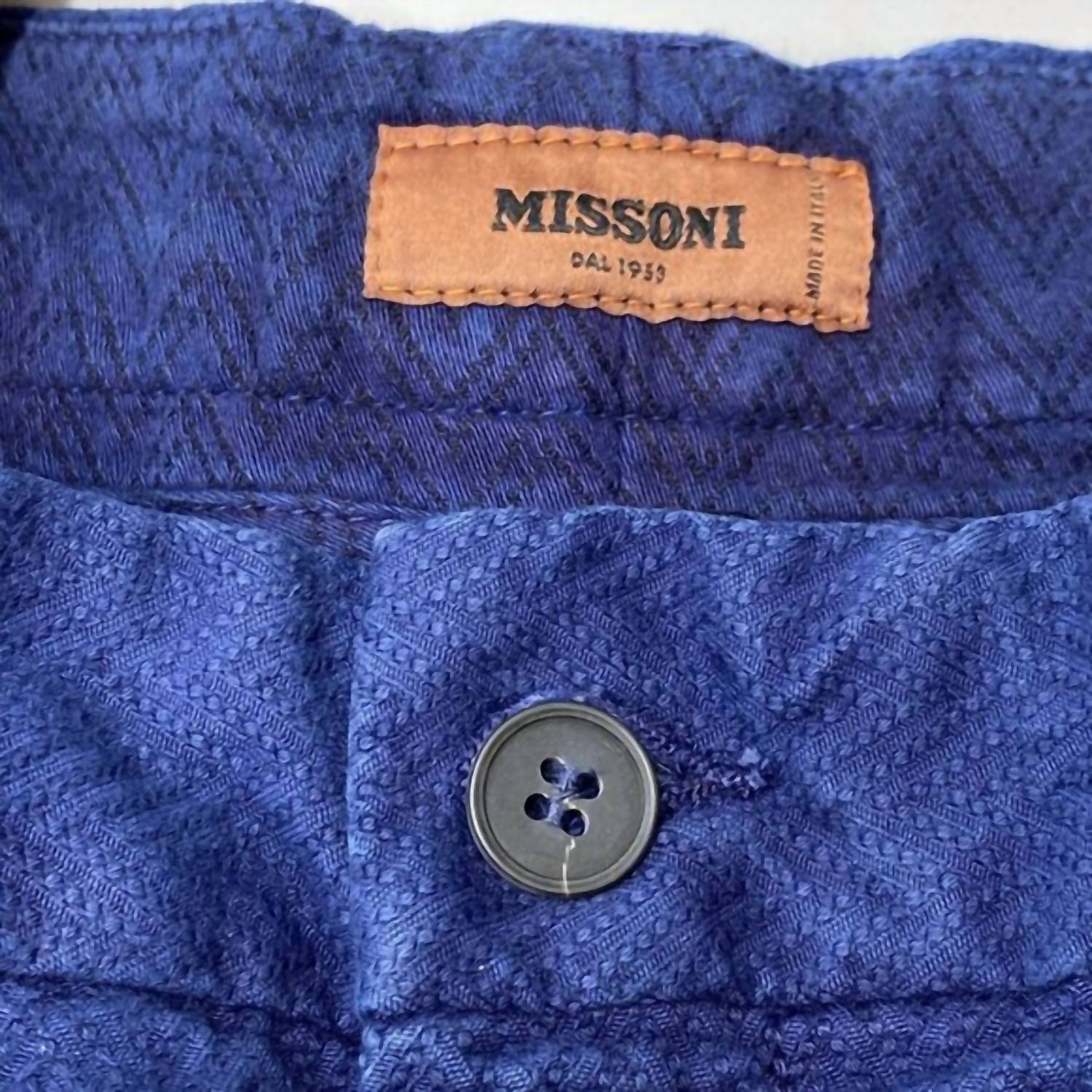 Missoni Men’s Textured Zig Zag Trousers in blue - men's pants - view 8
