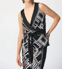 Joseph Ribkoff - GEOMETRIC PRINT WRAP TOP