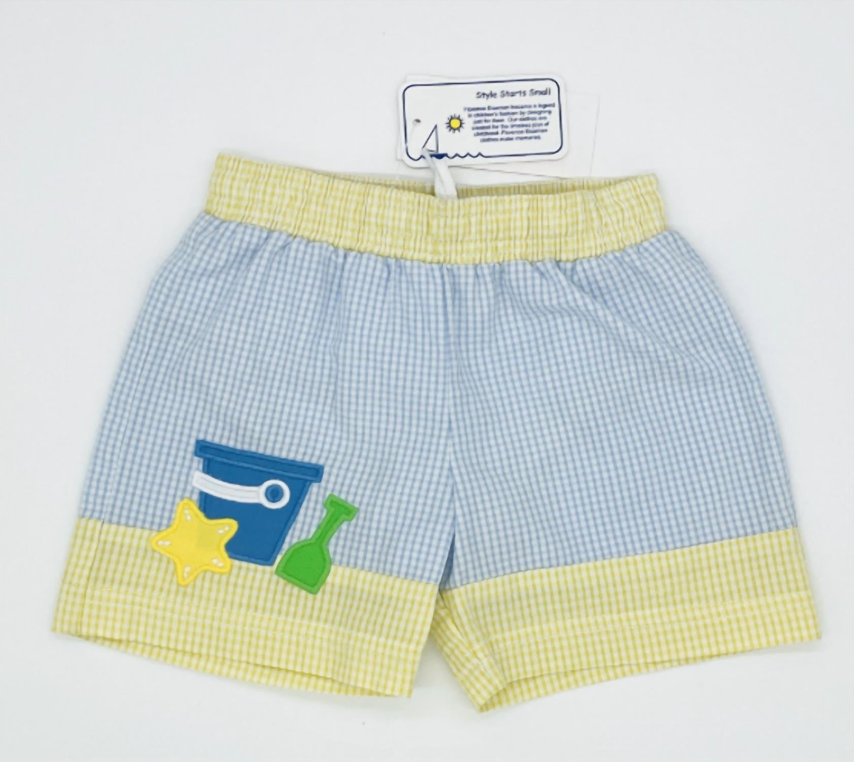 Florence Eiseman Kid's Seersucker Swim Trunk in blue yellow - kids' item
