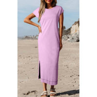 Aapparella Pocketed T-shirt Maxi Dress in wisteria mineral wash - women's dress