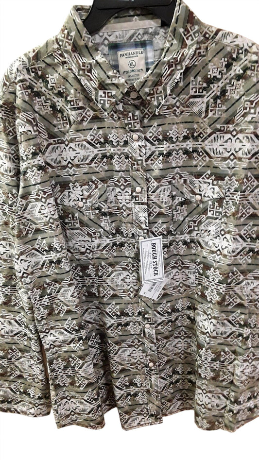 Panhandle - Women Long Sleeve Western Cowgirl Print Shirt - Plus