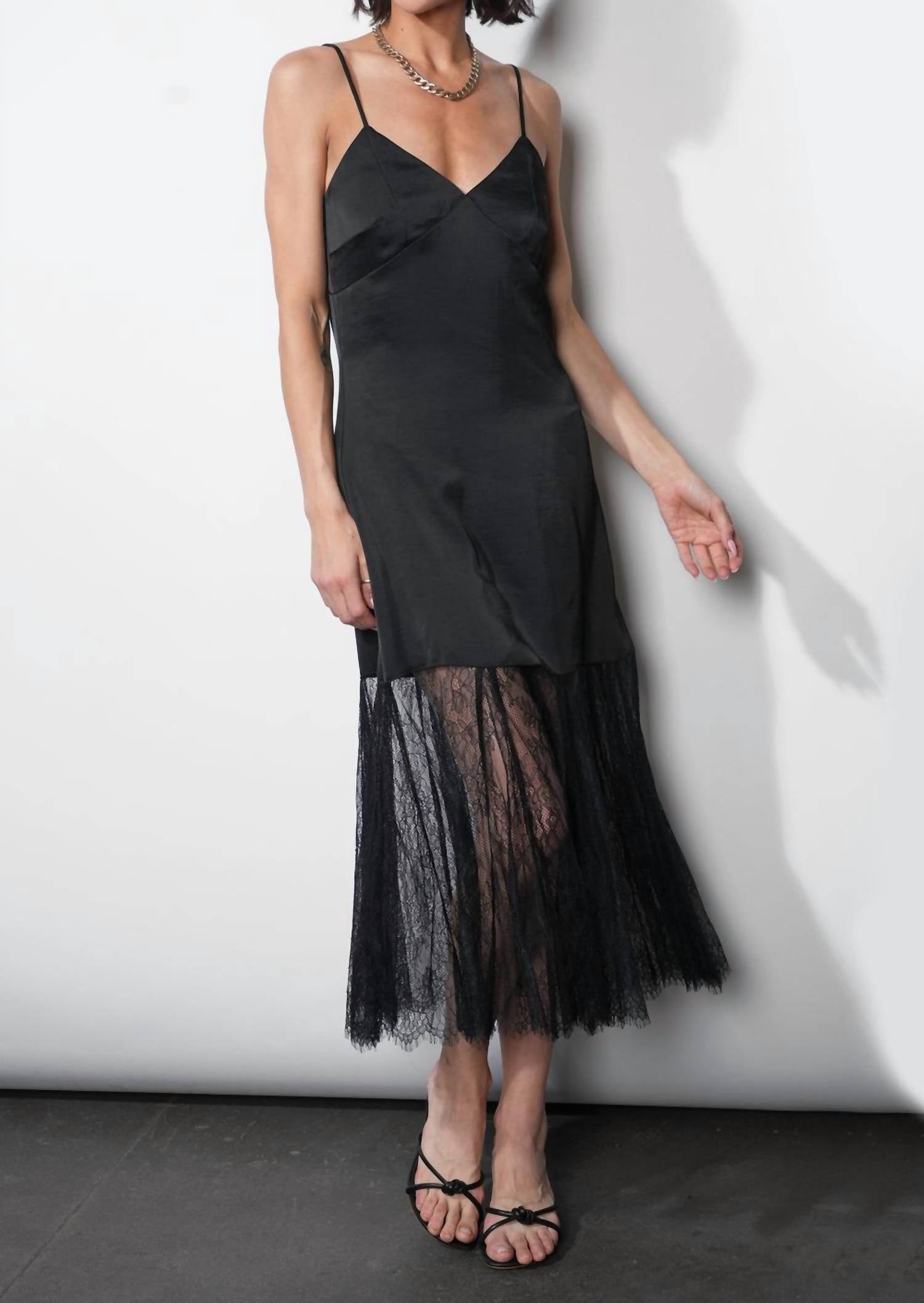 GREYLIN Freya Slip Dress in black - women's dress