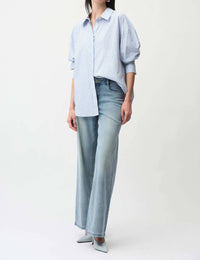 Joseph Ribkoff Tencel Stripe Print Boxy Blouse in blue vanilla - women's blouse - view 4