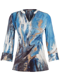 Dolcezza - Women's Storm Art 3/4 cuffed sleeve Tunic Top