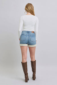 Judy Blue - High Waisted Tummy Control Shearling Cuff Shorts