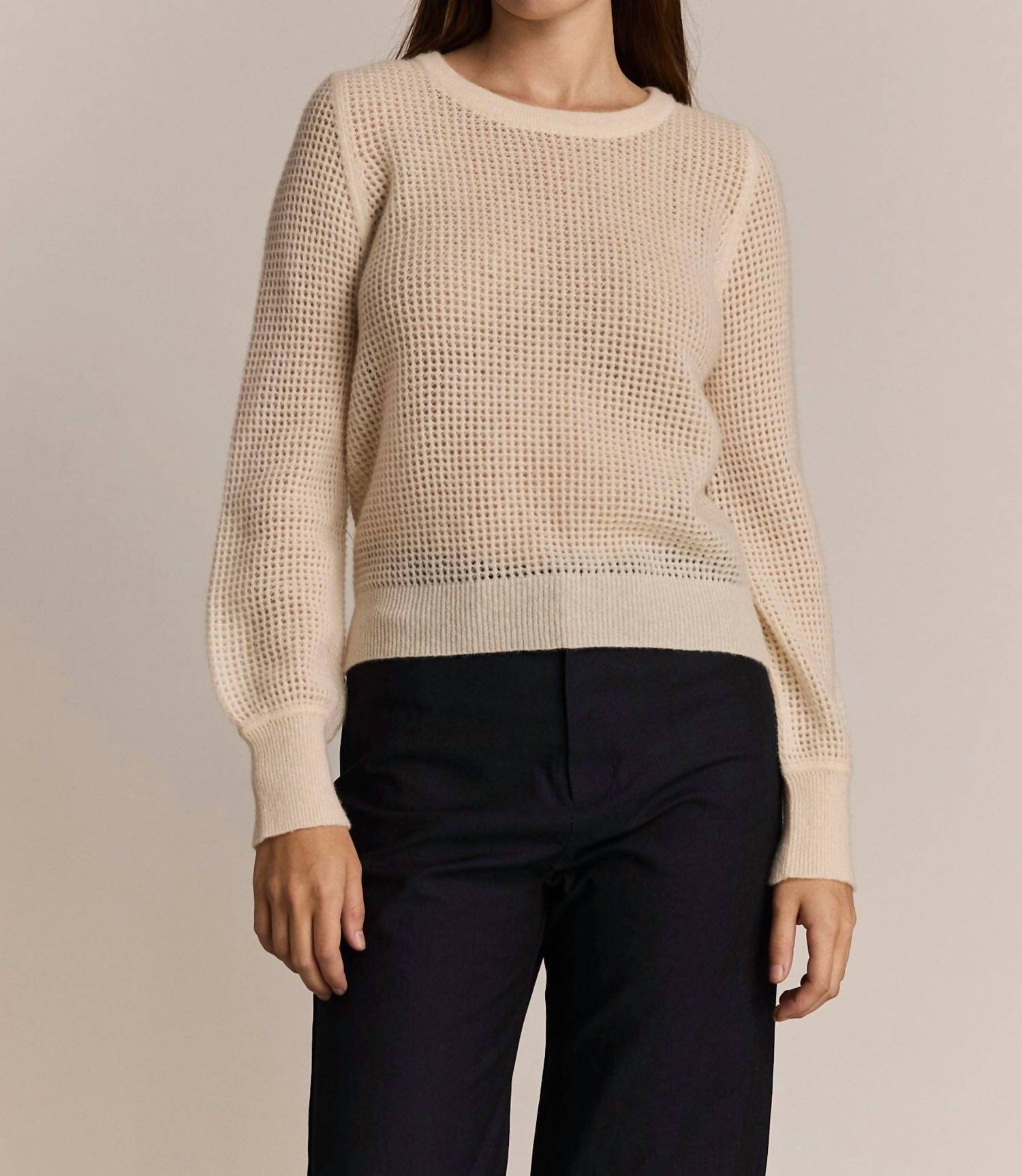 M.PATMOS Maria Mesh Pullover Sweater in ivory - women's sweater