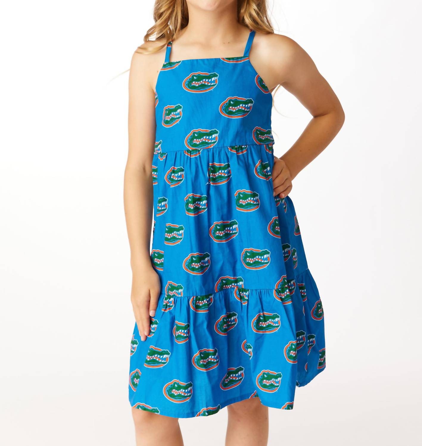 STEWART SIMMONS Girl's Florida Tiered Dress in blue - kids' dress