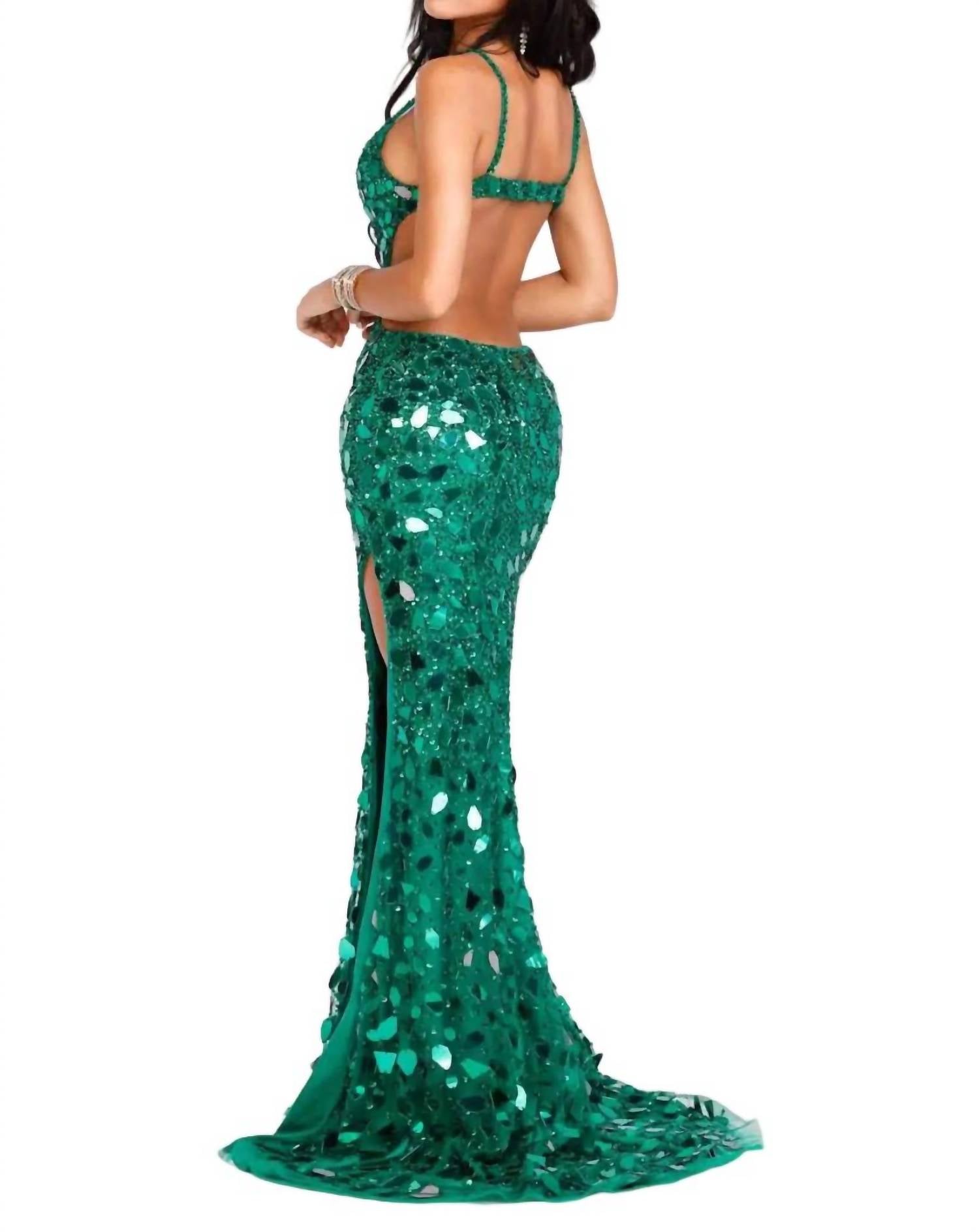 Terani Couture - Mirror Embellished Prom Dress