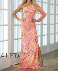 Aleta - One-shoulder Asymmetrical Evening Dress