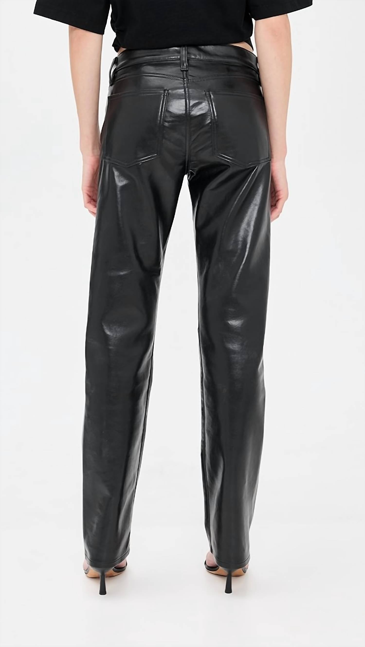 AGOLDE Low Rise Recycled Leather Slim Jeans in detox - women's jeans - view 6