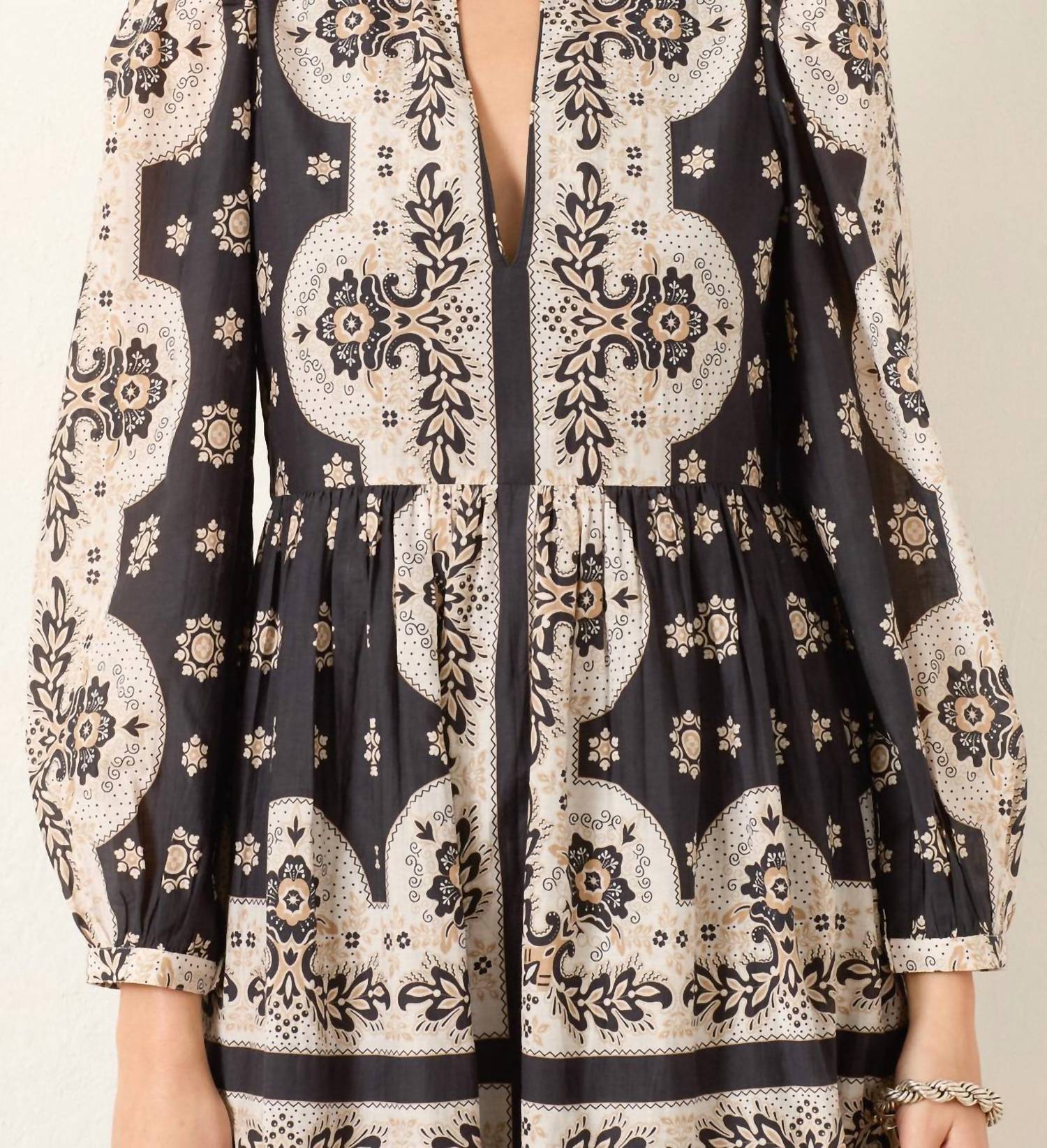 ALIX OF BOHEMIA Winifred Bronco Bandana Dress in black - women's dress - detail view