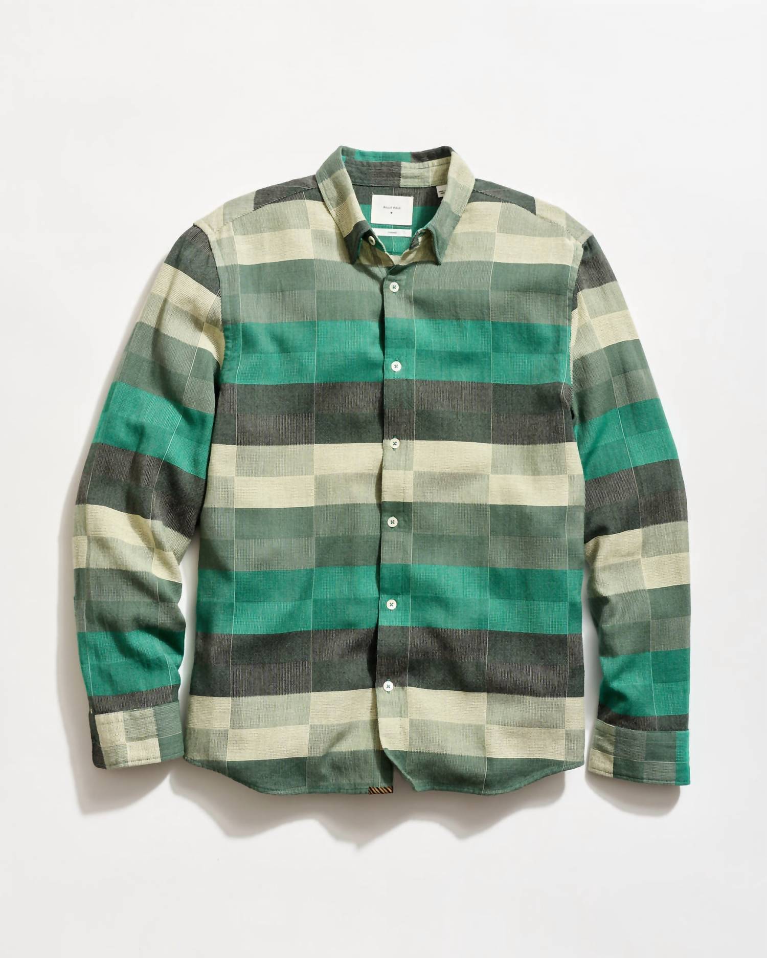 Billy Reid Box Jacquard Wilson Shirt in green - men's shirt - alternate view