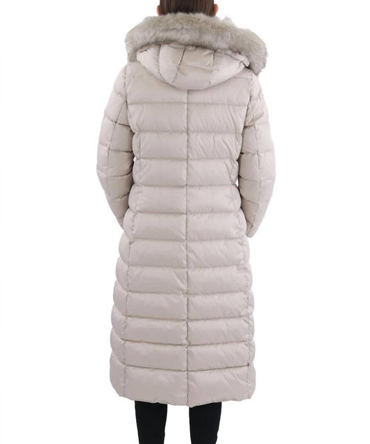 Tahari - Phoebe Oversized Faux Fur Trim Maxi Coat