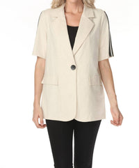 Joseph Ribkoff - Side Stripe Linen Blazer Jacket