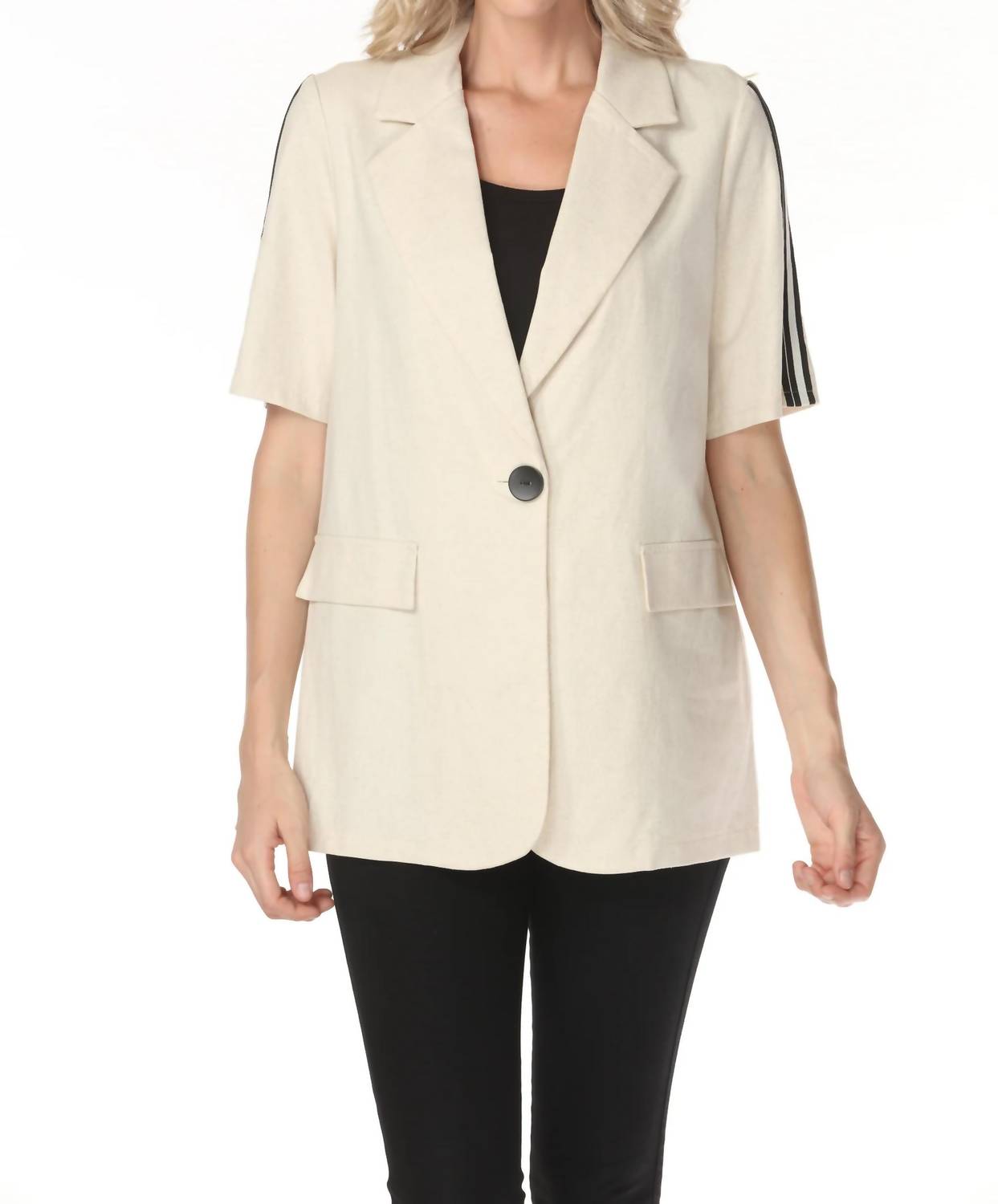 Joseph Ribkoff - Side Stripe Linen Blazer Jacket