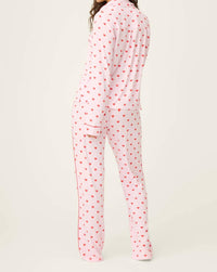 PJ Salvage Wildest Dreams Heart Print 3-Piece PJ Set in pink - women's intimate - detail view