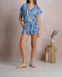 Elan - Zaza Short Sleeve V-neck Cropped Blouse