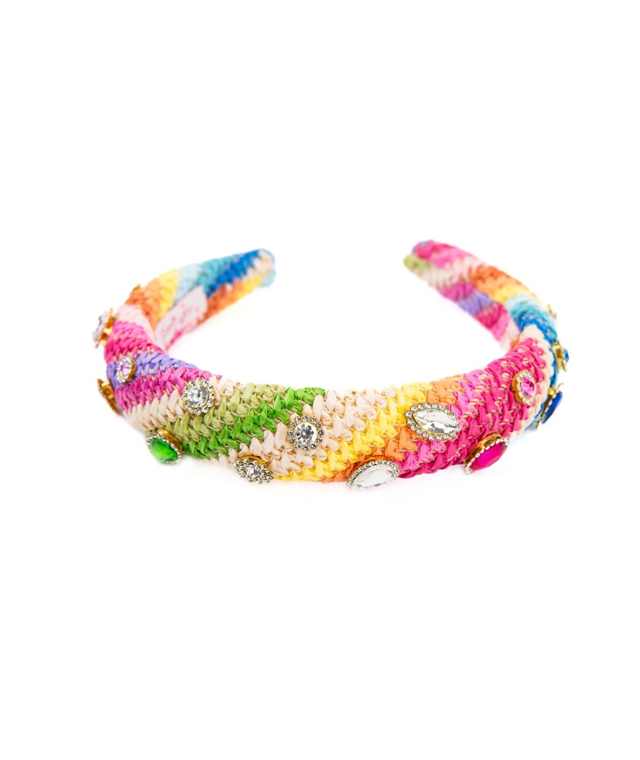 Bari Lynn Girl's Knot Zig Zag Raffia With Stones Headband in multi - kids' accessory