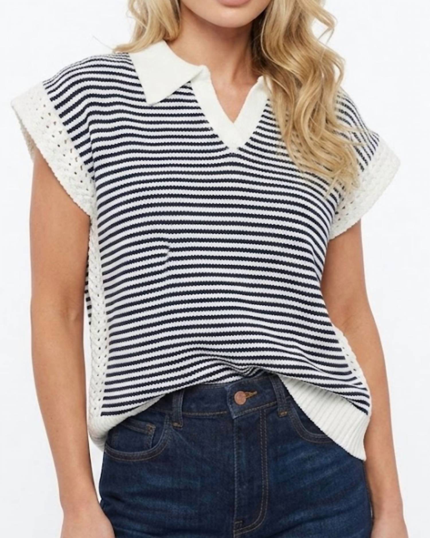 Karlie - Stripe Sleeveless Sweater
