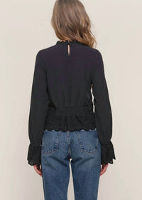 heartloom Miriam Long Sleeve Blouse in beige - women's blouse - detail view