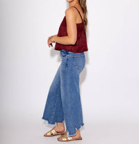 THML Pleated Luxe Tank Top in wine - women's tank top - view 8