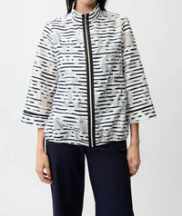 Joseph Ribkoff - Organza Stripe Zip Up Jacket