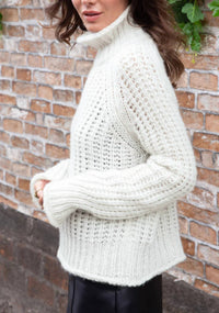 Wooden Ships Tara Rails Chunky Sweater in pure snow - women's sweater - detail view