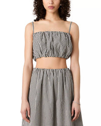 FRENCH CONNECTION Gingham Cropped Top in black - women's shirt