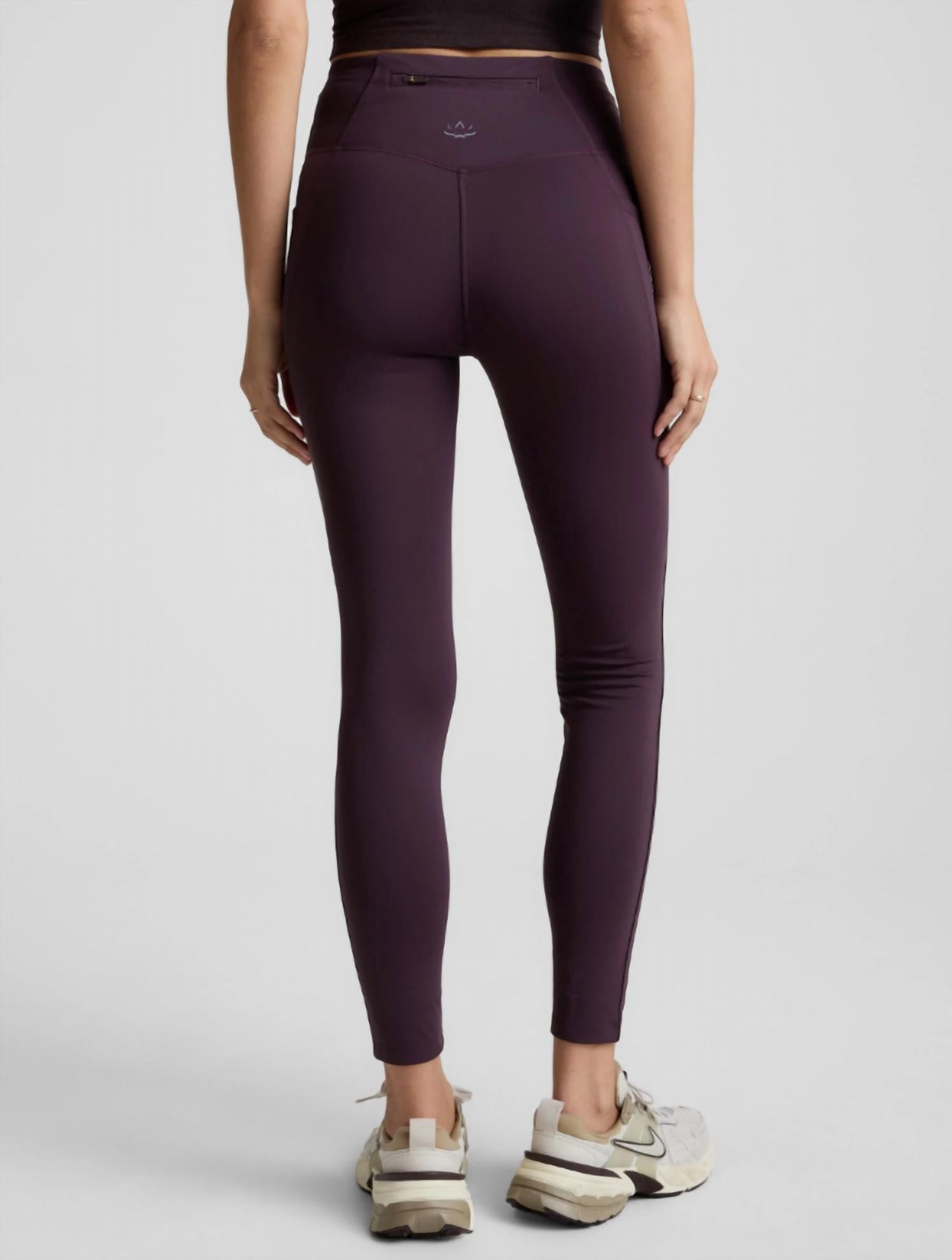 BEYOND YOGA pacer fleece zip pocket long legging in eggplant - women's pants - alternate view