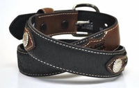 Nocona Belt Co. Boys Leather Apache Belt With Concho Accent in black brown - kids' accessory - detail view
