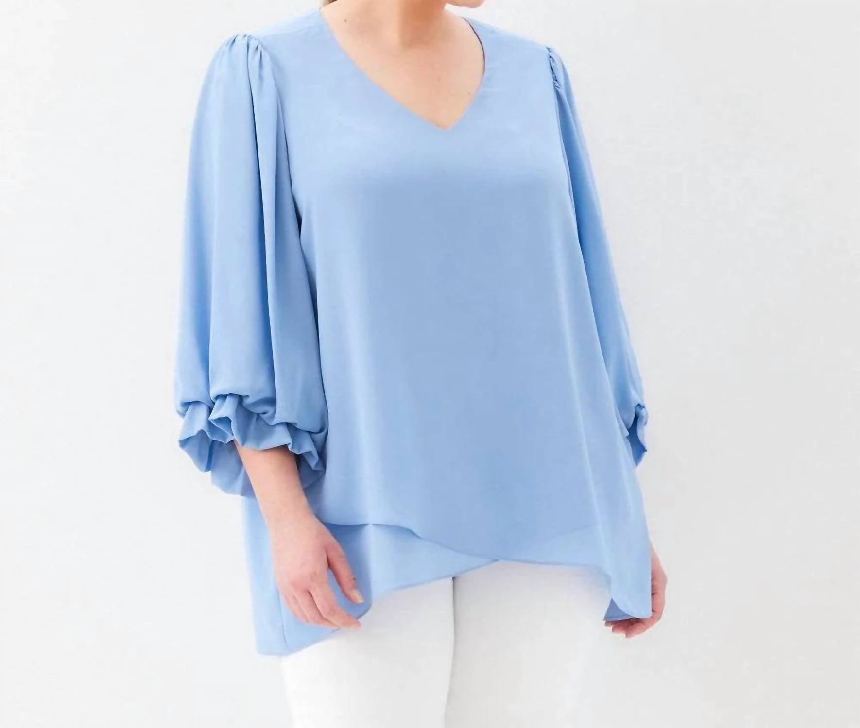 Karen Kane - Layered Sleeve Asymmetric Top - Plus Size