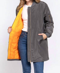 Active Basic - Long Line Bomber Jacket