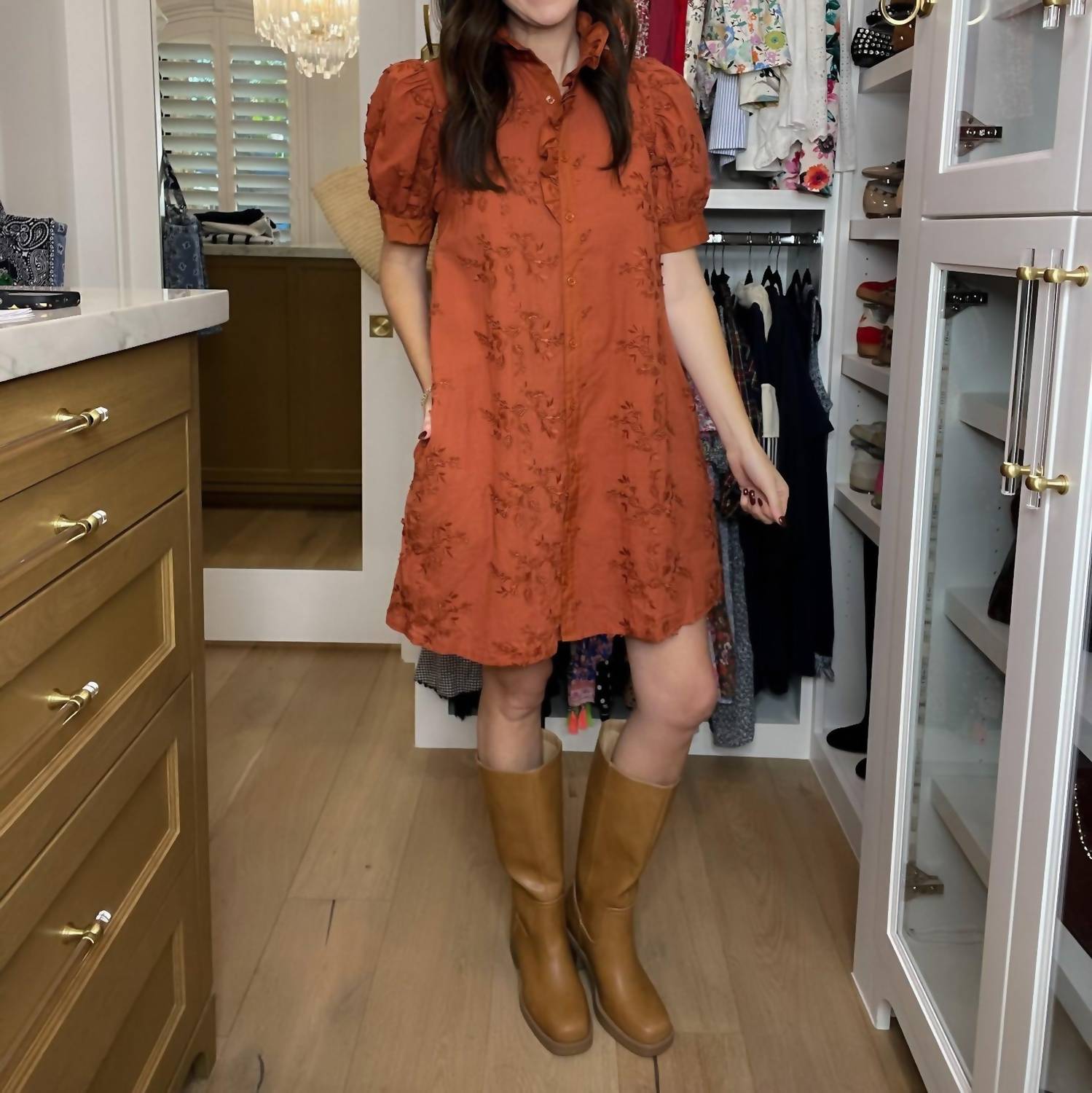 entro Fresh Take Floral Lace Dress in caramel - women's dress - view 5