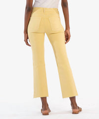 KUT FROM THE KLOTH Kelsey High Rise Ankle Flare Jeans in lemon - women's jeans - detail view