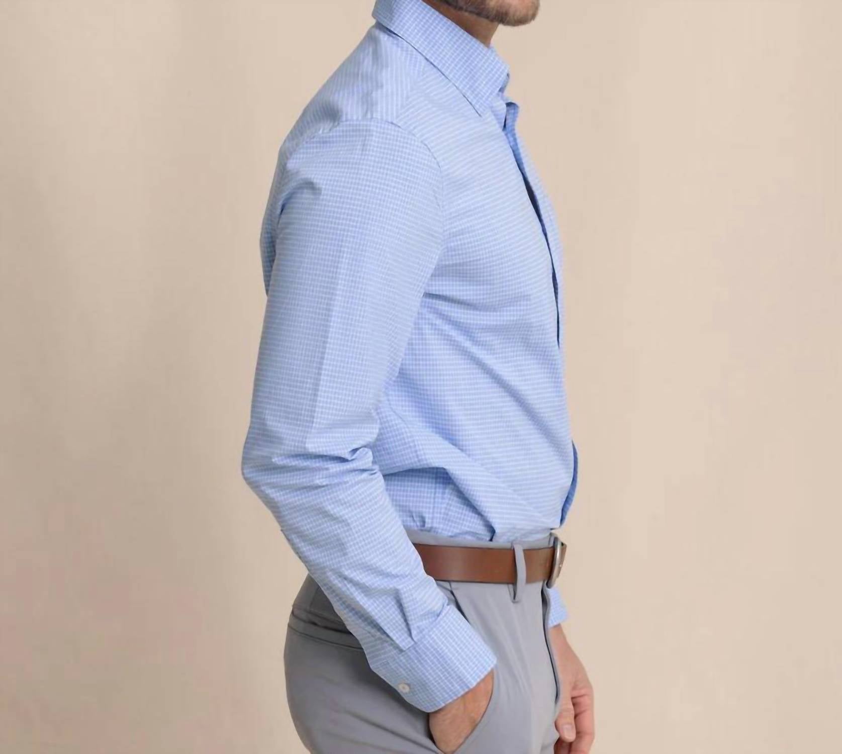 SOUTHERN TIDE Crofton Plaid Charleston Sport Shirt in ocean channel - men's shirt - alternate view